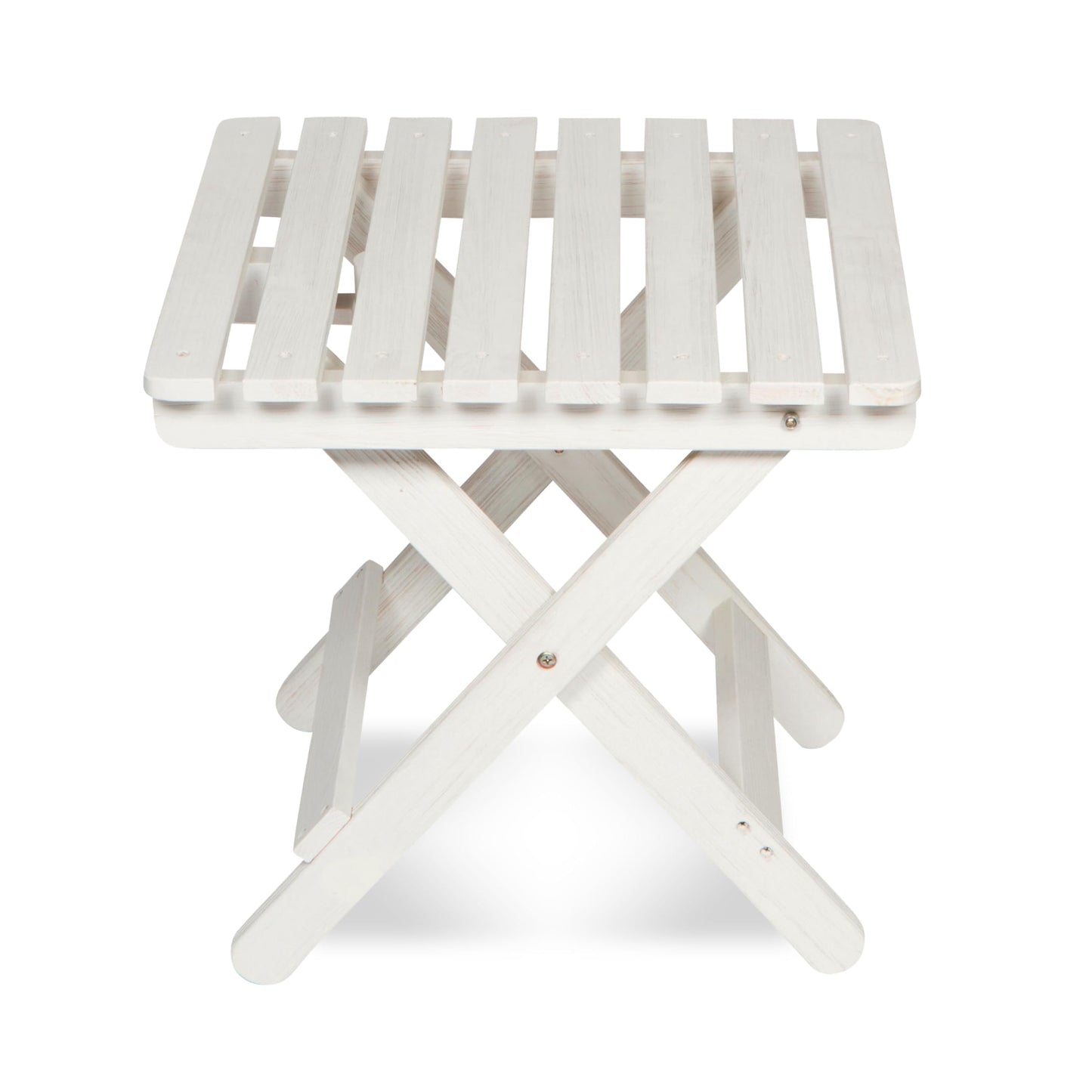 Shine Company Square Wooden Folding Solid Wood Side Table, Outdoor Adirondack Small Patio Table, Eggshell White
