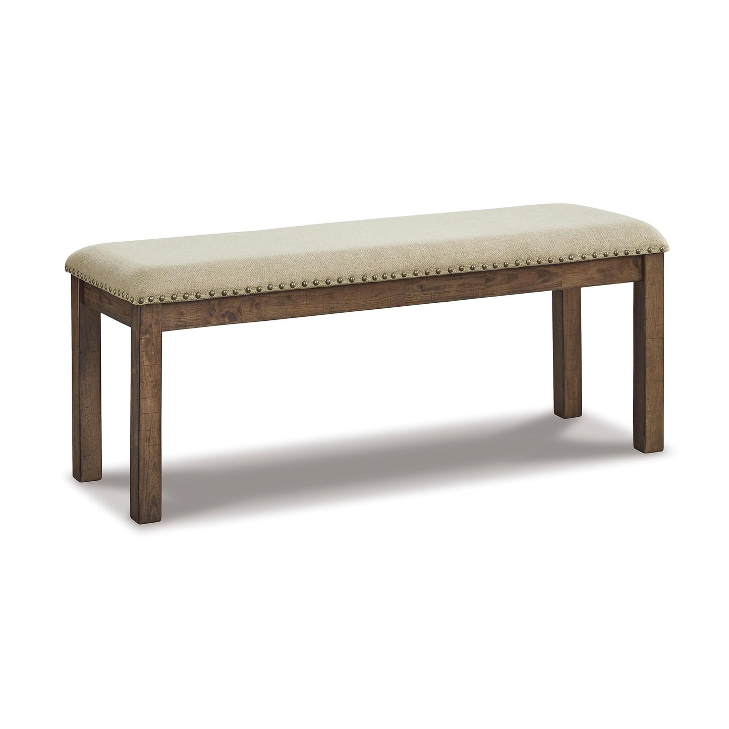 Signature Design by Ashley Moriville Casual Rustic Upholstered Dining Bench, Grey & Brown