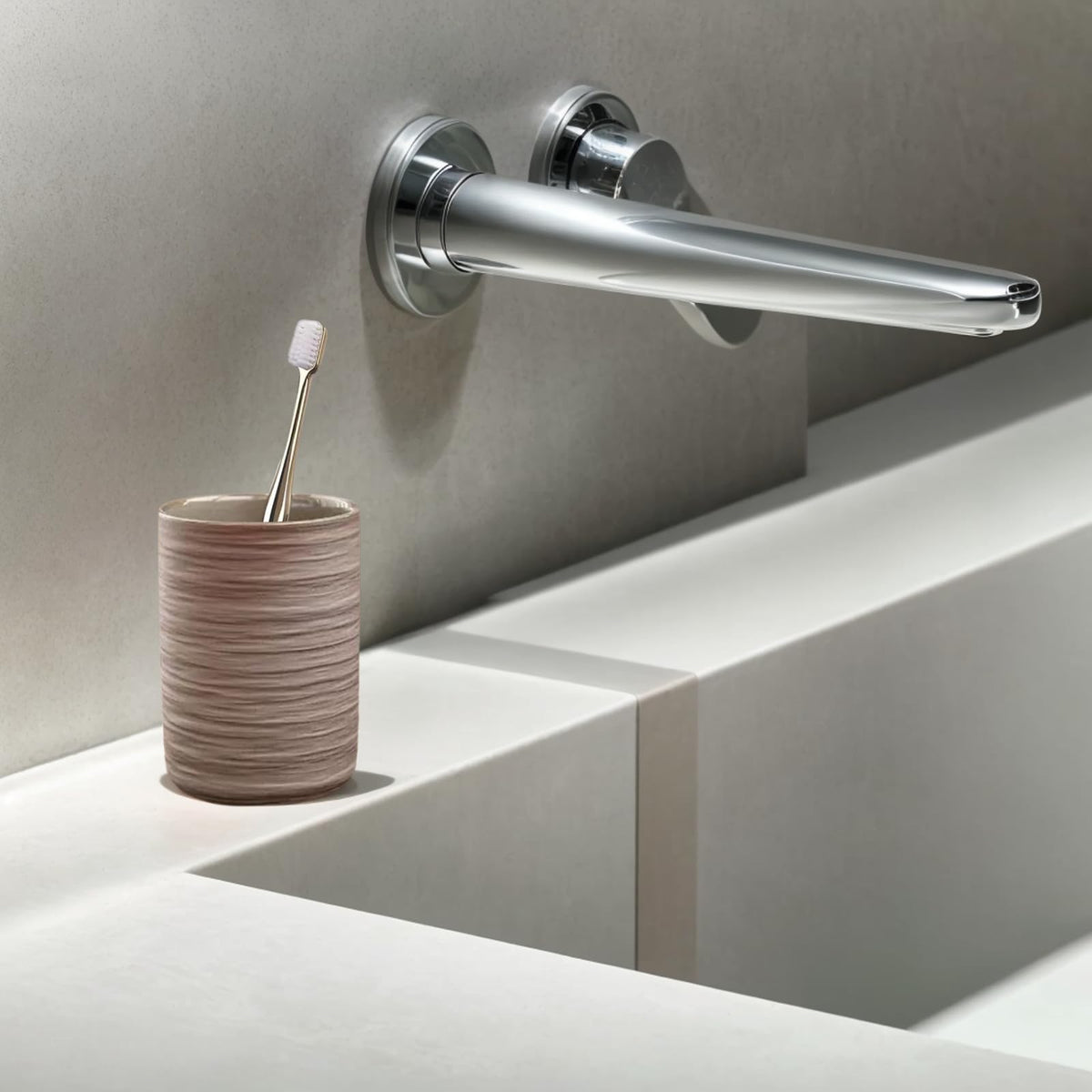 Ceramic Toothbrush Holder for Bathroom, Ceramic Toothbrush Cup, Toothpaste Organizer for Bathroom Countertop, Bathroom Storage Organizer (Unglazed)