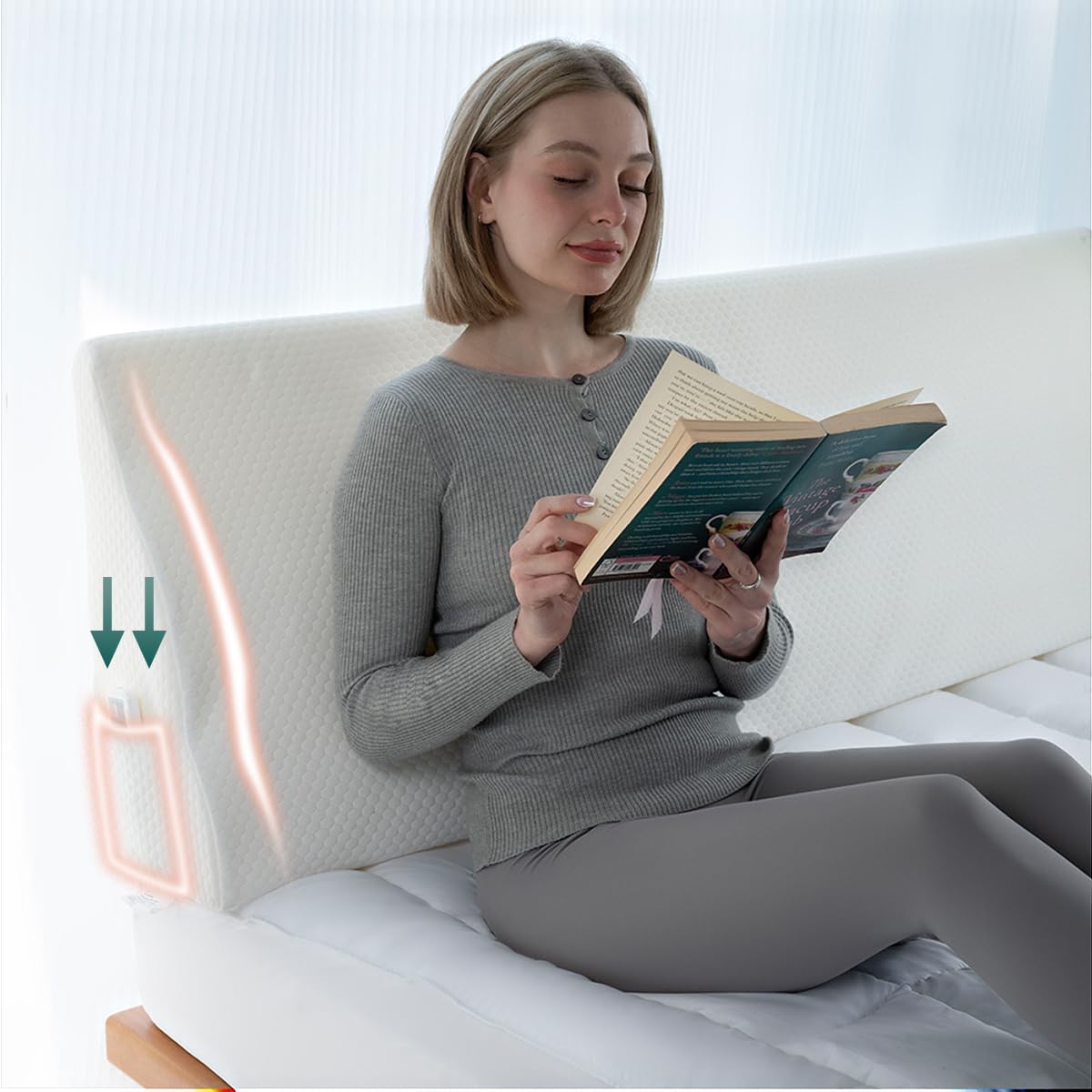 CHERRYARN King Size Headboard Wedge Pillow – Ergonomic Incline Foam Cushion for Back, Neck & Shoulder Support, High-Resilience Daybed Pillow with Washable Anti-Pilling Cover, White 76"x11.8"x19.68"