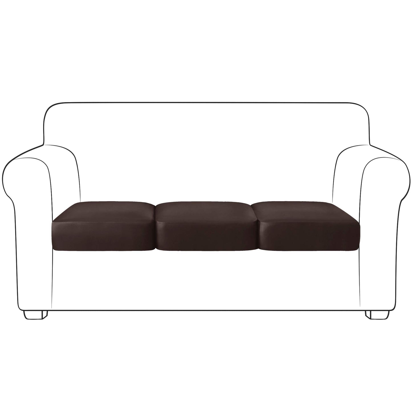 Yates Home PU Leather Couch Sofa Cushion Slipcover Water-Proof Elastic Chair RV Seat Covers Loveseat Sofa Furniture Protector Slip Cover for Settee Seater Replacement Living Room（3 Pieces, Chocolate）