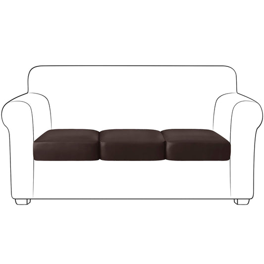 Yates Home PU Leather Couch Sofa Cushion Slipcover Water-Proof Elastic Chair RV Seat Covers Loveseat Sofa Furniture Protector Slip Cover for Settee Seater Replacement Living Room（3 Pieces, Chocolate）