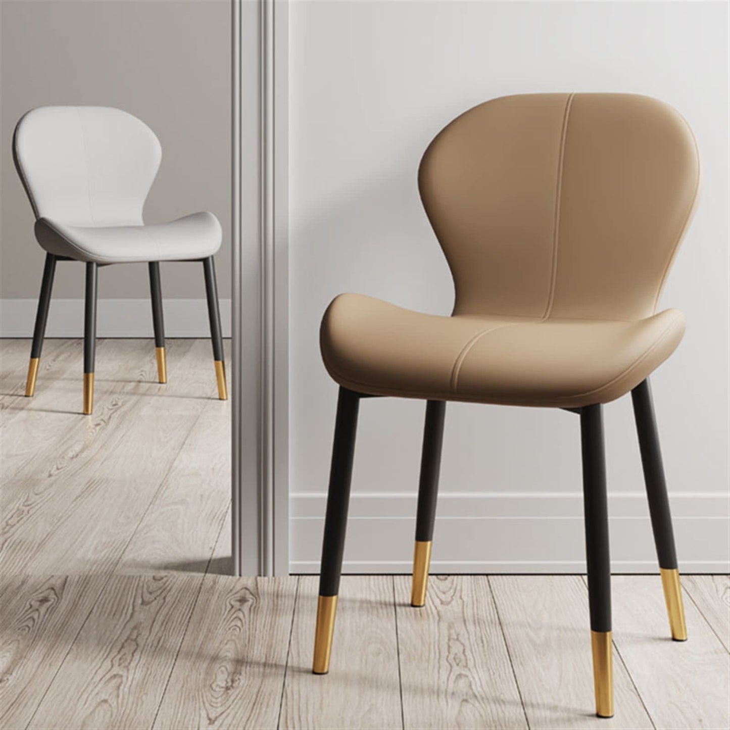 TRABVVIJSC Dining Room Chair Ergonomic Office Dining Chairs Leather Luxury Metal Vanity Lounge Living Room Computer Home Furniture(White)