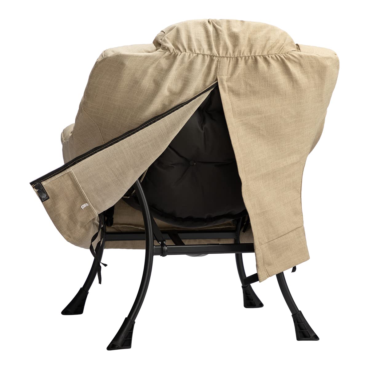 HollyHOME Lazy Chair with Armrest and Side Pocket, Comfy Accent Lounge Chair,Leisure Sofa Armchair for Living Room, Bedroom, Dorm, or Small Spaces, Oversized Reading Sofa Chair,Cotton-Linen Tan