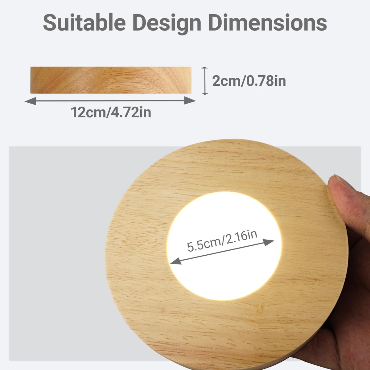 FuoiCorn Wood LED Light Base for Crystal Glass Art,Auto Timer