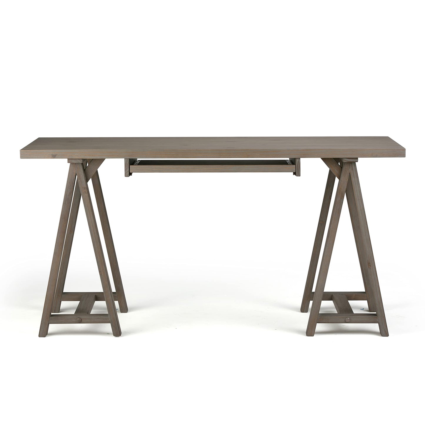 SIMPLIHOME Sawhorse SOLID WOOD Modern Industrial 60 inch Wide Home Office Desk, Writing Table, Workstation, Study Table Furniture in Distressed Grey