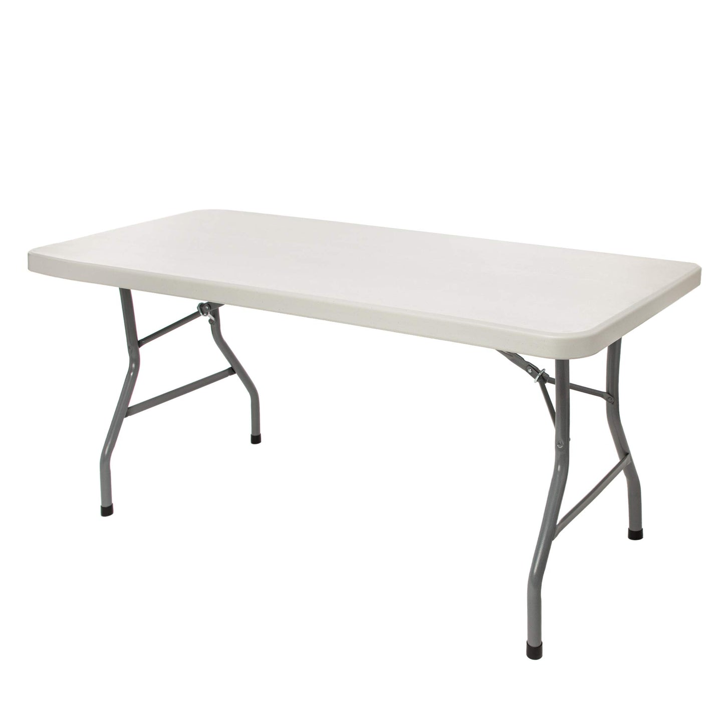 OEF Furnishings 5 Foot Heavy Duty Folding Table, 30" x 60", Light Grey & Lifetime 80160 Commercial Height Adjustable Folding Utility Table, 4 Feet, White Granite