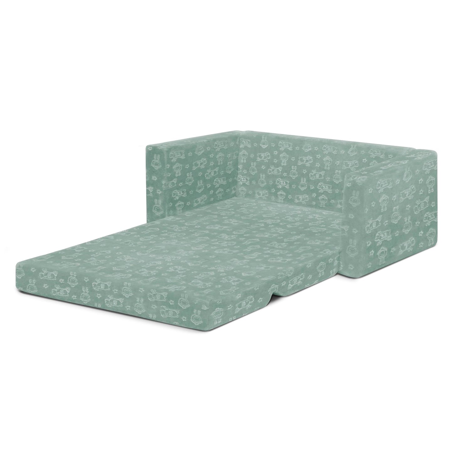 Delta Children - Serta Perfect Sleeper Kids 2-Seater Sofa, Convertible 2-in-1 Flip Open Toddler Couch Sleeper, Foam Chair for Playroom & Bedroom, Bed Lounger, Comfy Play Sleeping Lounge Chair, Sage