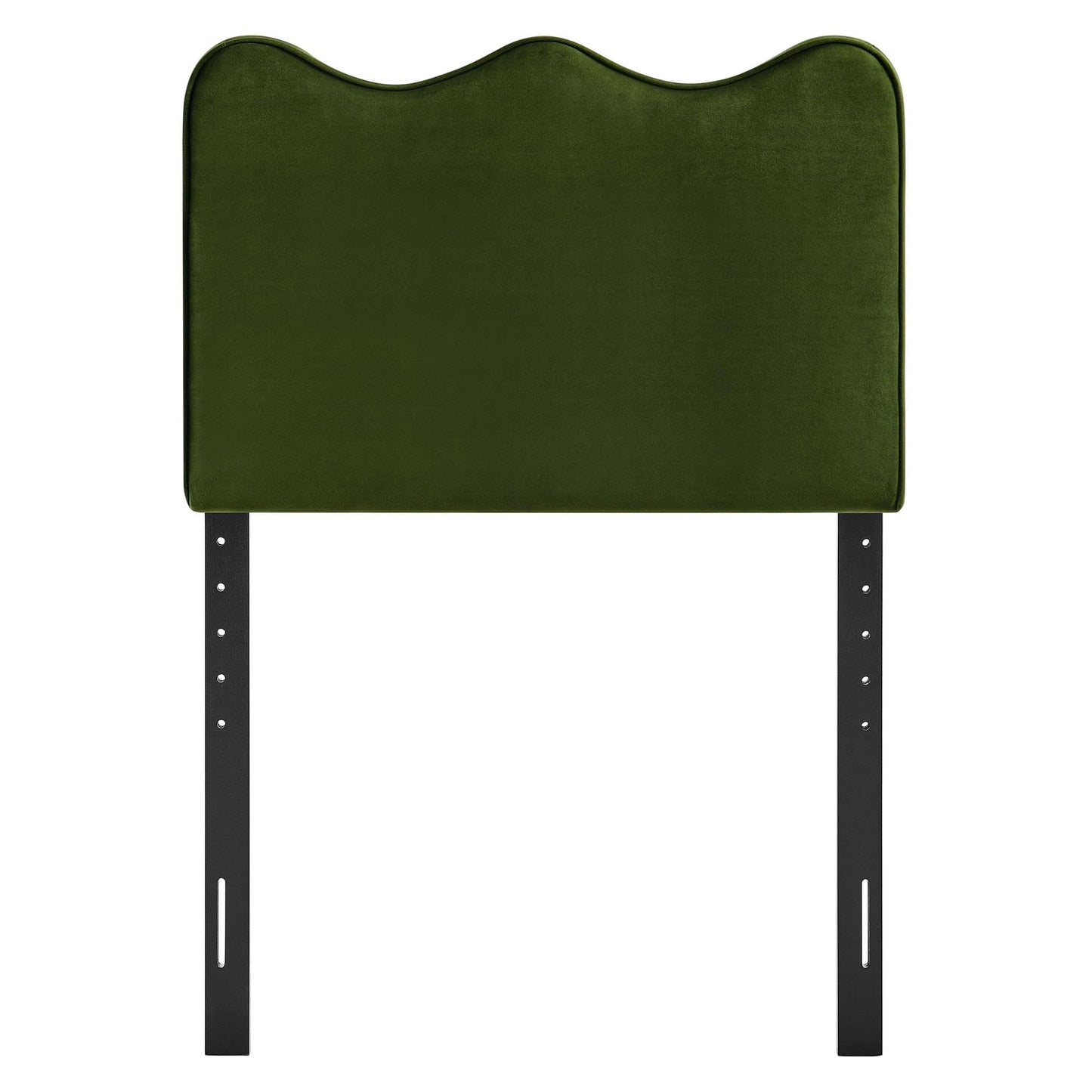 Monday Athena Twin Size Performance Velvet Adjustable Headboard in Moss Green - with Scalloped Wave Design and Stain-Resistant Velvet Upholstery
