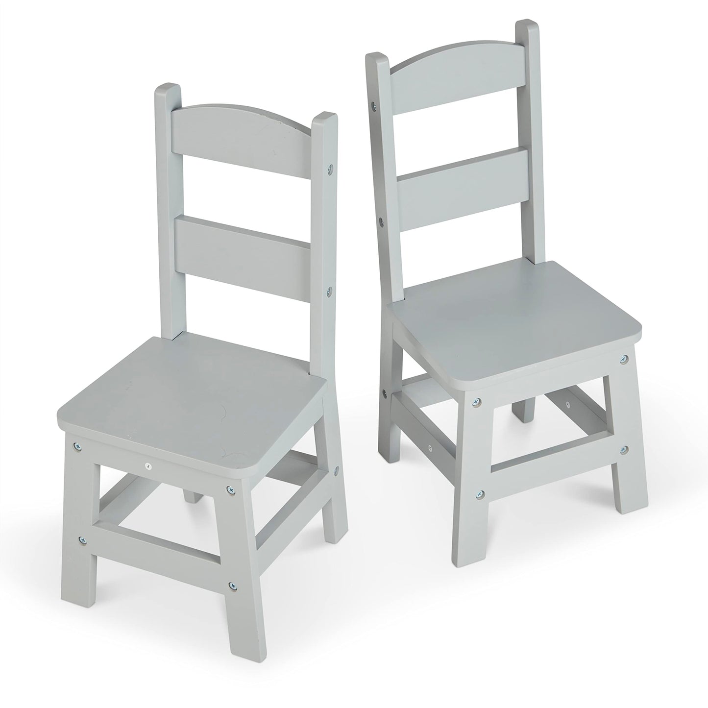 Melissa & Doug Wooden Chairs, Set of 2 - Gray Furniture for Playroom - Kids Wooden Chairs, Children's Wooden Playroom Furniture