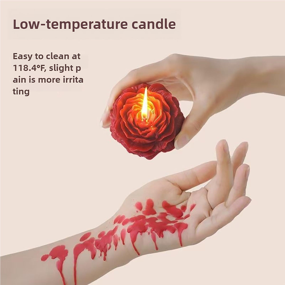 Cooary 4 Pcs Low Temperature Candles Wine Red Red Pink White Peony Flower Shaped Scented Adult Low Heat Body Safe Wax Play