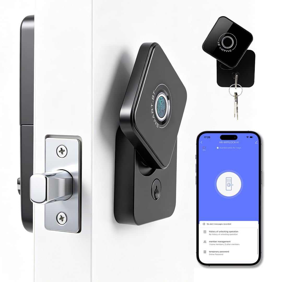 UMIK UMIKSMART 4 in 1 Fingerprint Smart Door Lock, Keyless Entry Door Lock with Fingerprint and Touchscreen Keypad, Tuya App Control, Auto Lock, Easy Install for Home, Apartment, Office