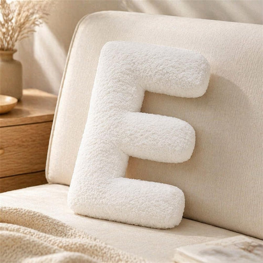 Letter Plush Pillow, Letter Hugging Throw Pillows, Decorative Initial Letter Shaped Throw Pillows for Bed Couch, Letter Pillows English Alphabet A to Z for Sofa Bedroom Living Room Decor (E)