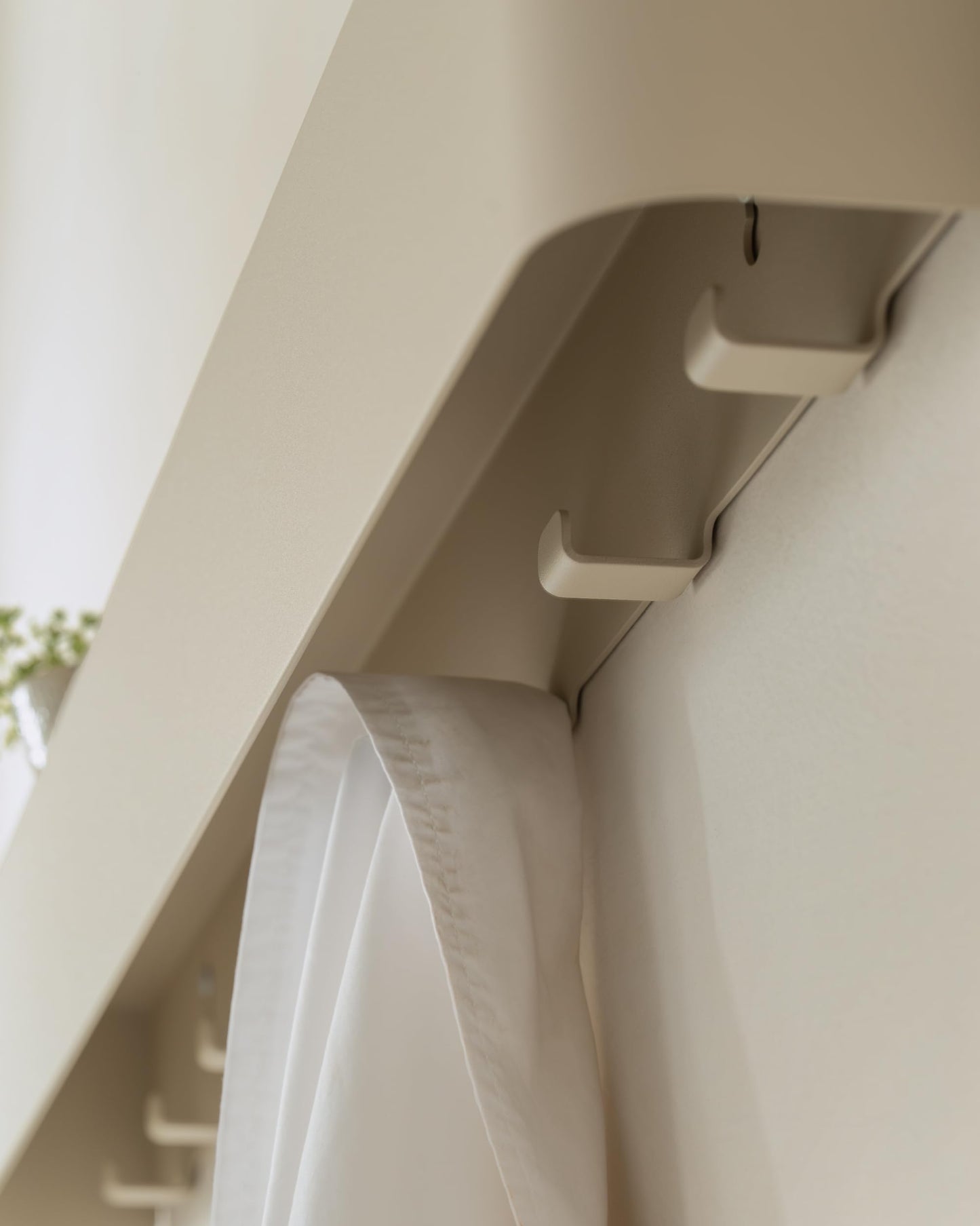 Kazai. Coat Rack Wall Mount with Shelf 'Tone' | Modern Design Coat Hanger with Hidden Hooks and Storage | Hat Rack with Shelf in Metal | Wall-Mounted Purse Organizer | Sand Taupe