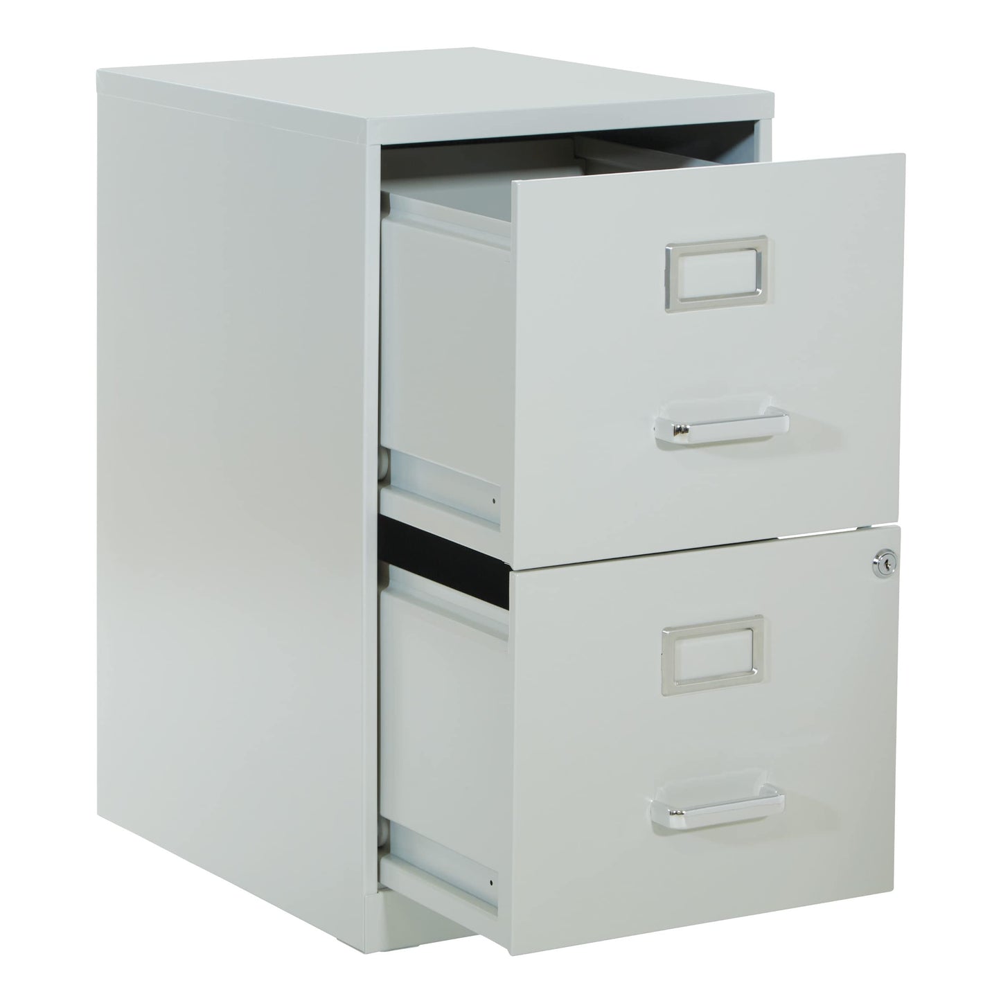 OSP Home Furnishings 2 Drawer Locking Metal File Cabinet, Grey
