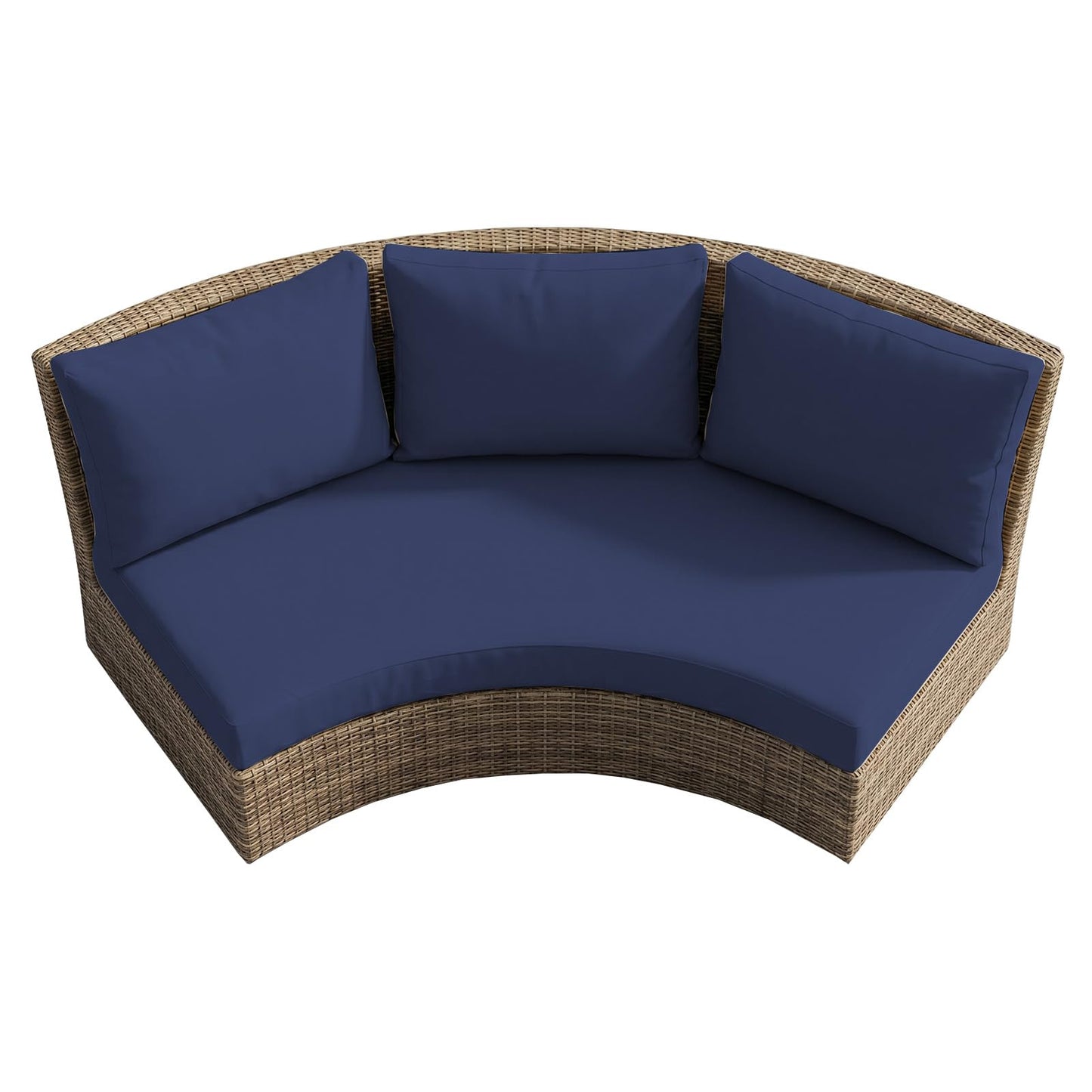 TQ369SM Outdoor Curved Sofa Cushion Couch Cover with Zipper 4-Piece Patio Half-Moon Sectional Replacement Cover Breathable Customizable（No fillers） (Navy Blue, L)