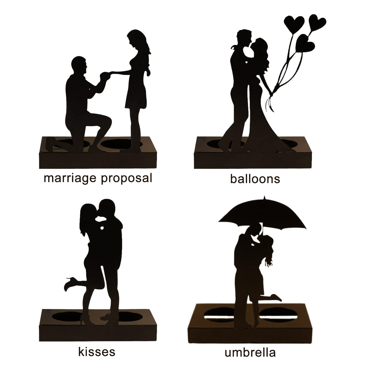 Handcrafted Iron Sculpture Candlestick Ornament, Romantic Couple Statue For Anniversaries, Decorative Modern Sculptures, Wedding Decoration Anniversary Ornament Figurine for Couples Valentine (A)