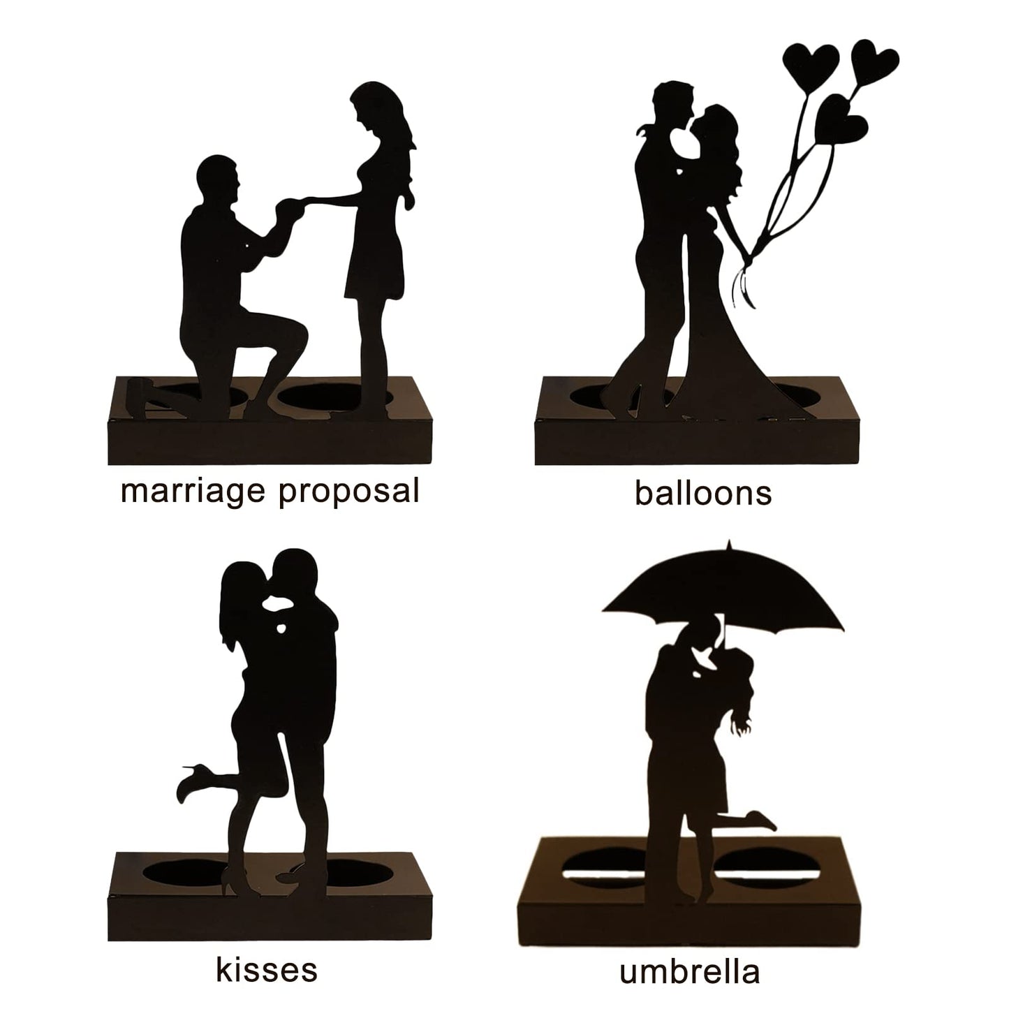 Handcrafted Iron Sculpture Candlestick Ornament, Romantic Couple Statue For Anniversaries, Decorative Modern Sculptures, Wedding Decoration Anniversary Ornament Figurine for Couples Valentine (C)