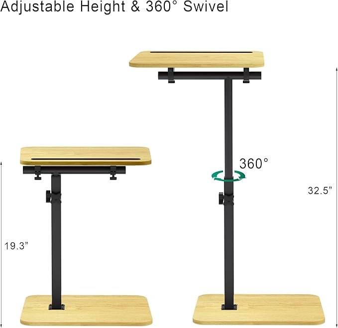 360° Swivel Sofa Side Table for Couch