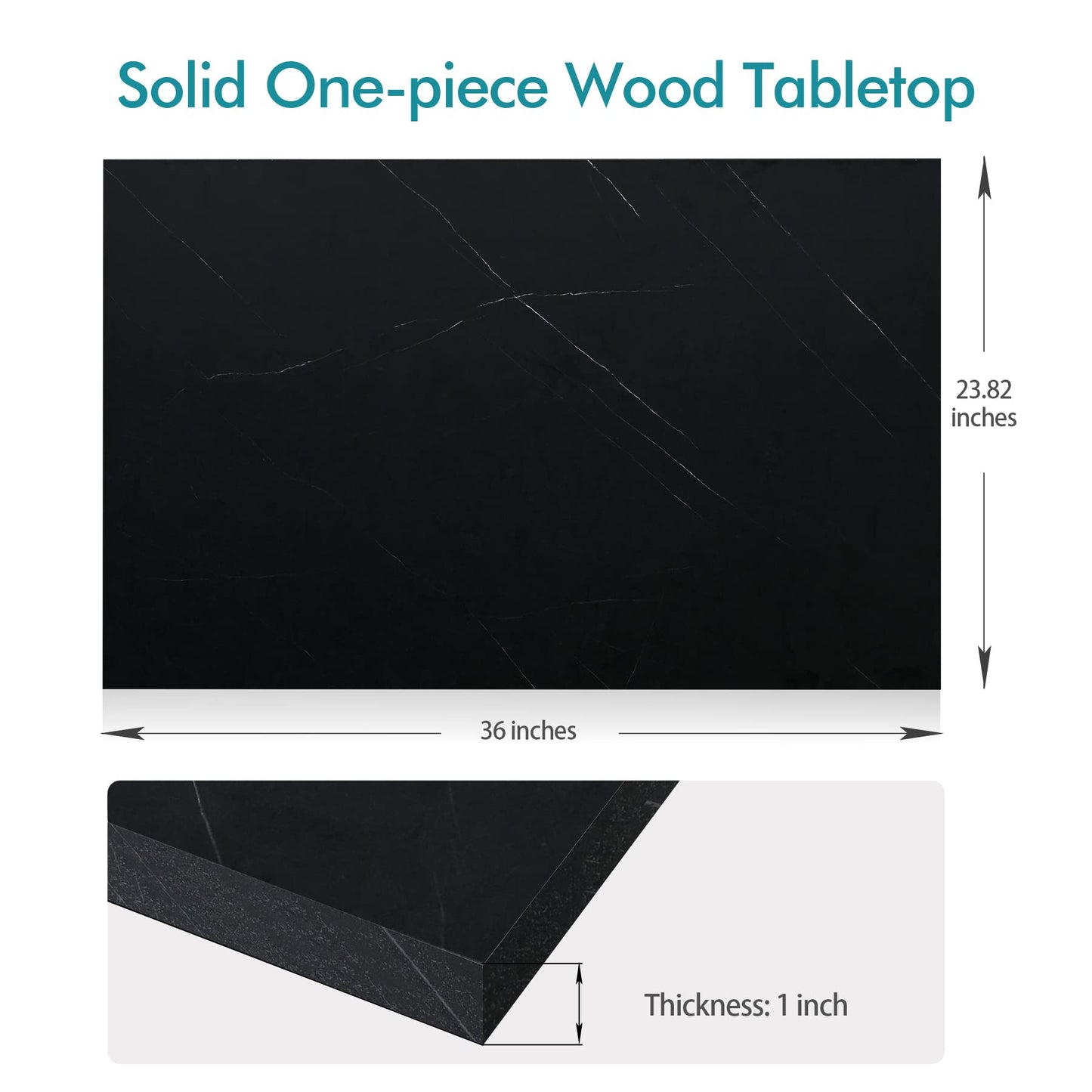 Kaboon 36x24 inches Tabletop, Solid One-Piece Desktop for Sit Stand Desk, Double Desks, L Desk DIY,Wood Countertop Home or Commercial Use,1 inch Thick, Cloud Atlas/Black Marble