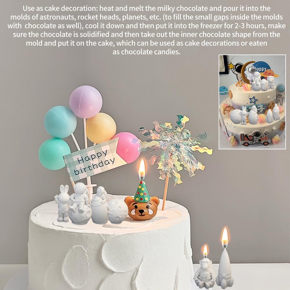 Space Planet Resin Molds Silicone，【7-Piece Set】 Epoxy Resin Space Astronaut Silicone molds,3D Resin Spaceballs Molds, Small Rocket Silicone Model, Space Rabbit DIY Gift Sets for Teens (【Kit 3】)