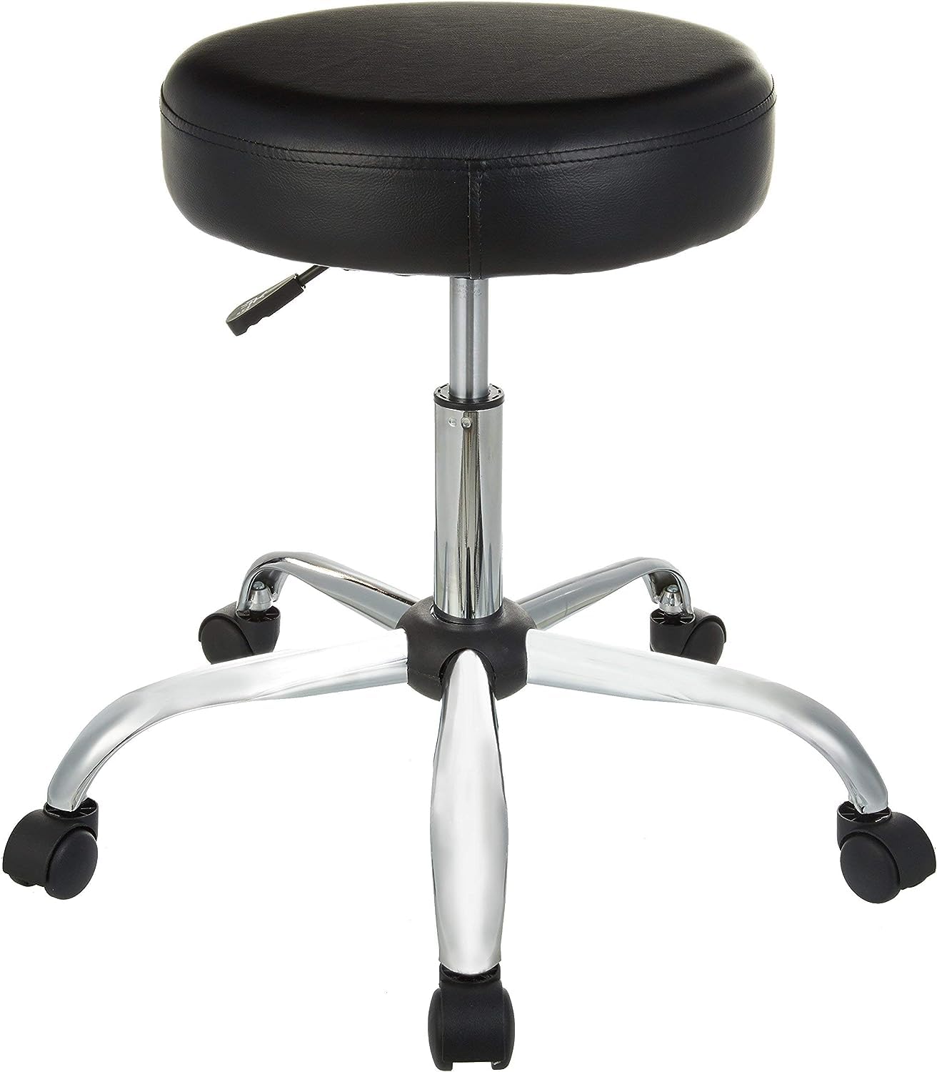 Amazon Basics Drafting Spa Bar Stool with Wheels, Height Adjustable Swivel Seat, Easy to Move, Black, 22.05" x 22.83" x 19.88"