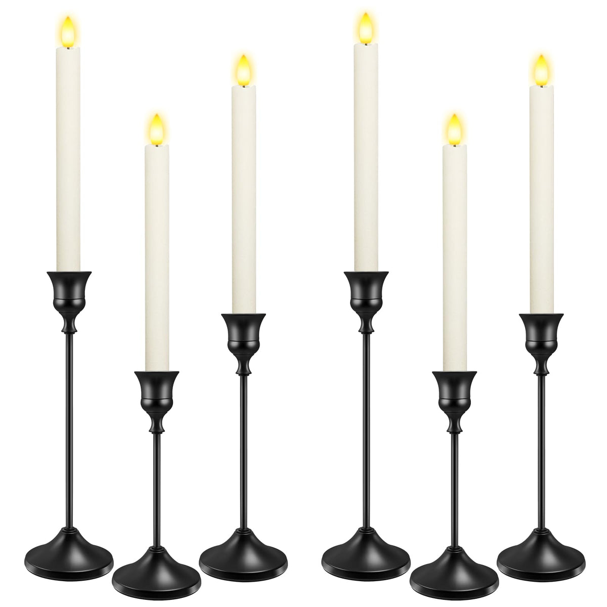 Candlestick Holders 6 PCS Metal Taper Candle Holders, KSWING Black Candle Stick Holders Set, Perfect for Table Centerpiece Mantel Party Wedding Christmas Home Decor, Set of 6