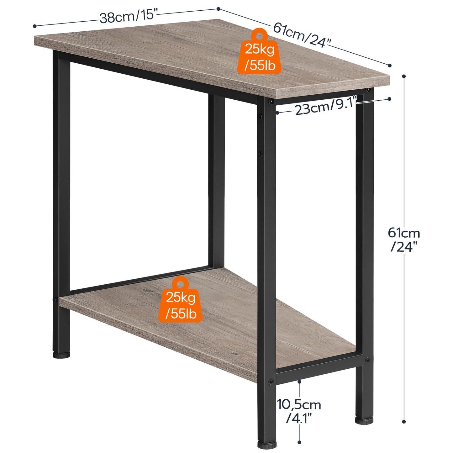 HOOBRO Wedge End Table, Recliner Wedge Side Table with Storage, Industrial Triangle Accent Table for Small Space, Corner, Living Room, Apartment, Greige BG64BZ01G1