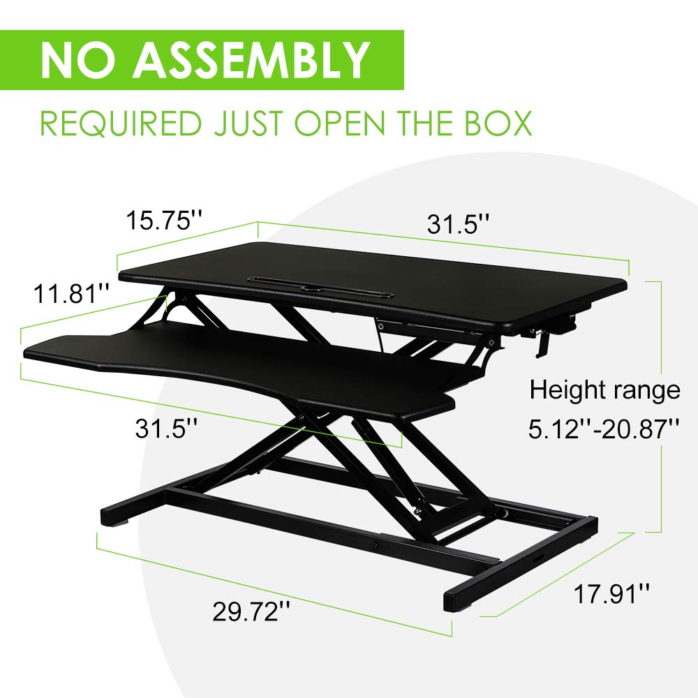 NEWPUTE Standing Desk Converter 32 Inch - Height Adjustable Desk Riser with Keyboard Tray, Wide Sit Stand Workstation for 2 Monitors for Office & Home, Black