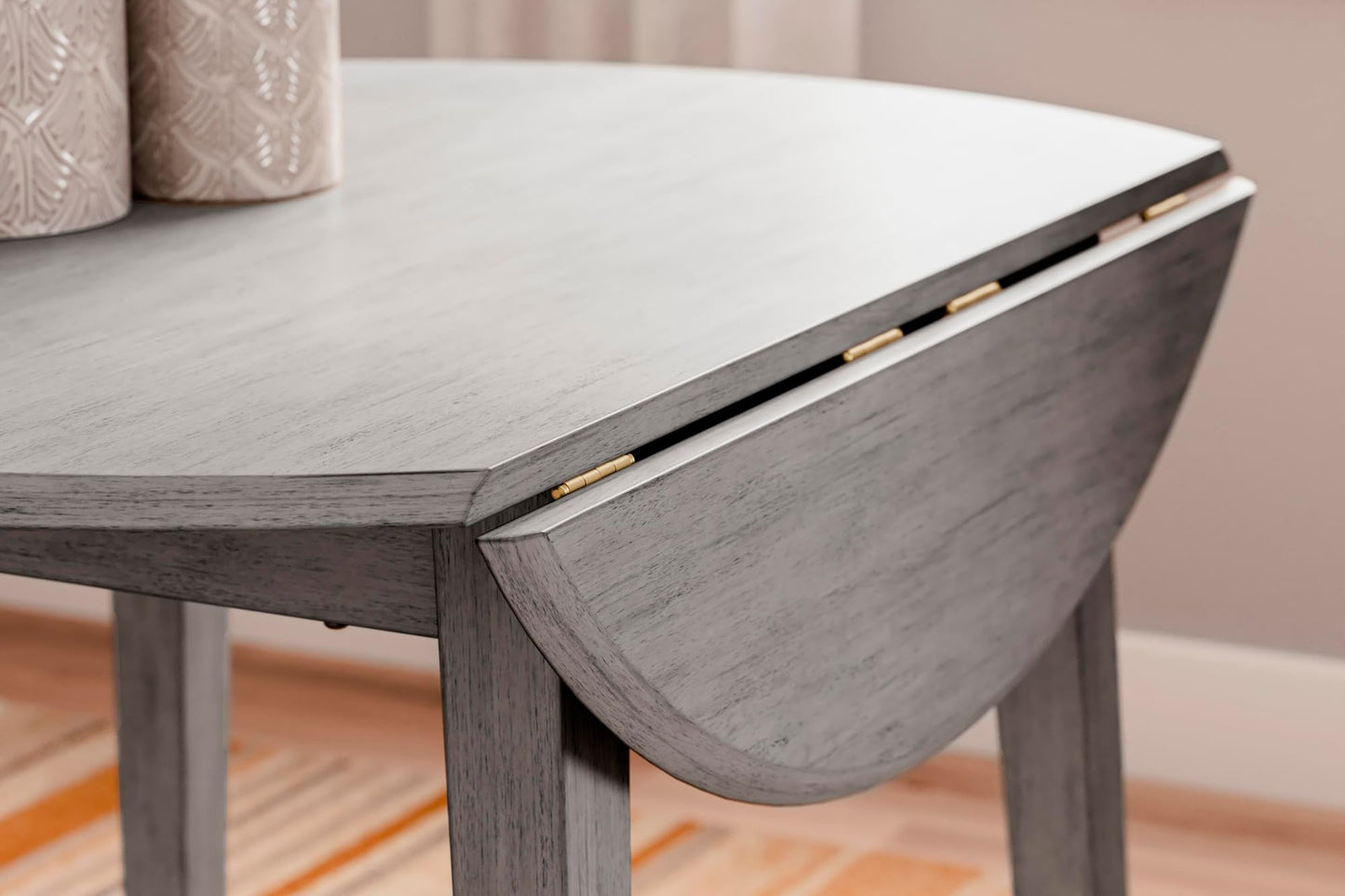 Signature Design by Ashley Shullden Casual Round Dining Small Drop Leaf Table, Seats up to 4, Gray