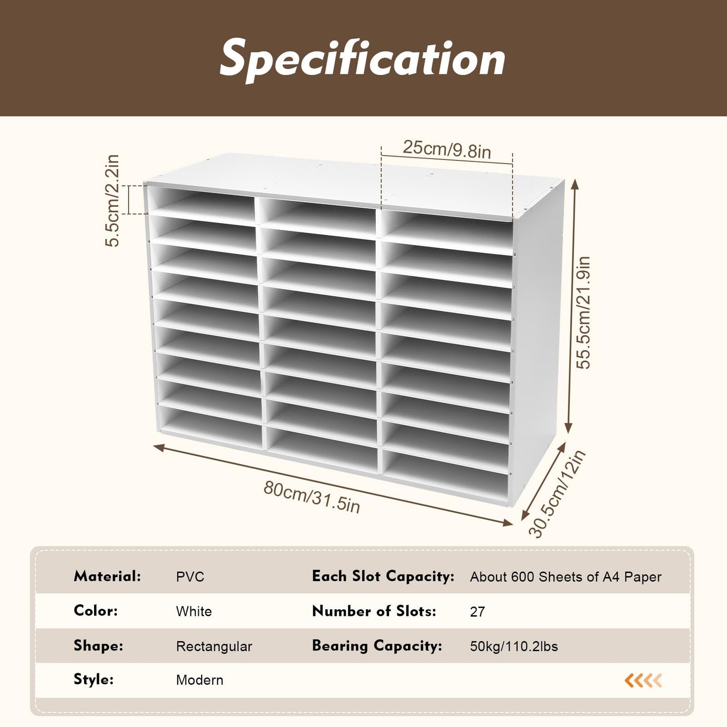 TuBaSaki Literature Organizer 27 Slots Compartments Desktop File Sorter Mail Center Paper Storage Cabinet Home & Office Mailbox School Classroom Keepers