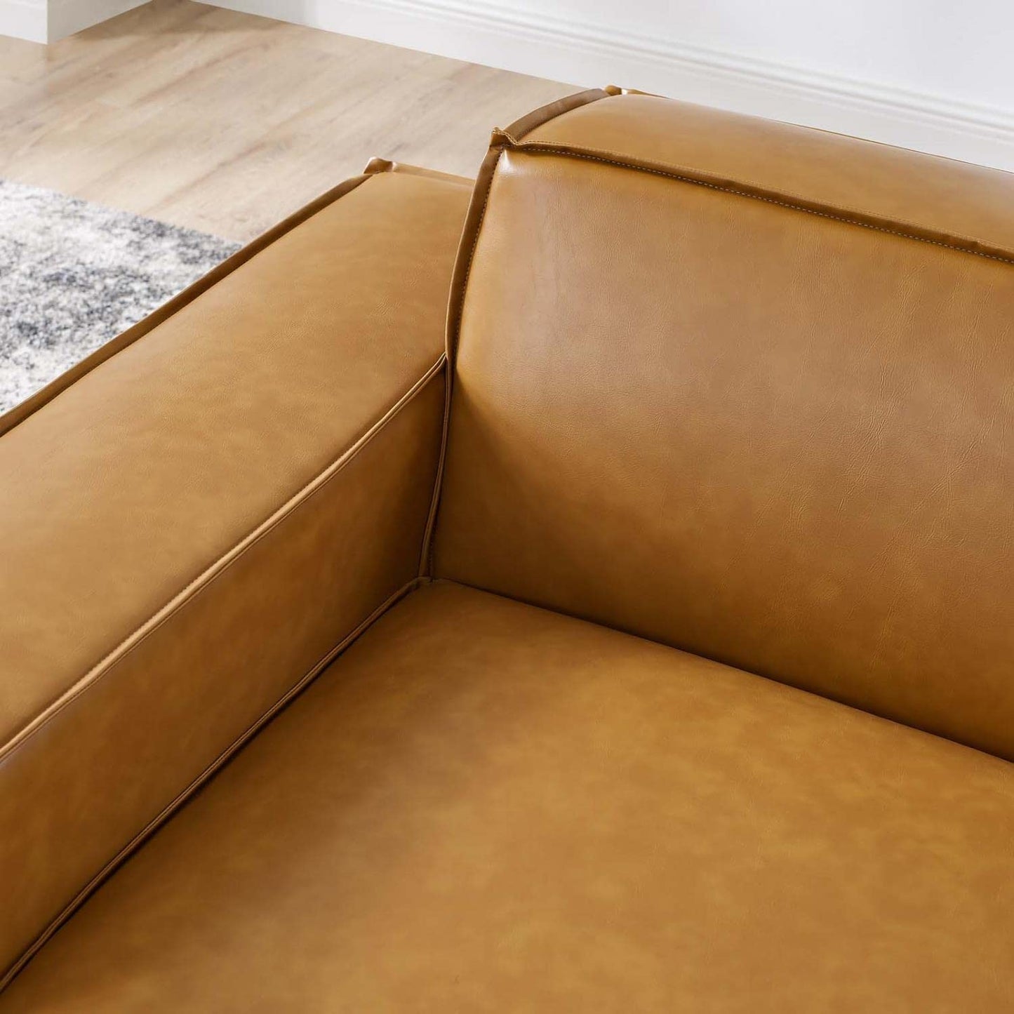 Modway Restore Vegan Leather Sectional Sofa Left-Arm Chair in Tan