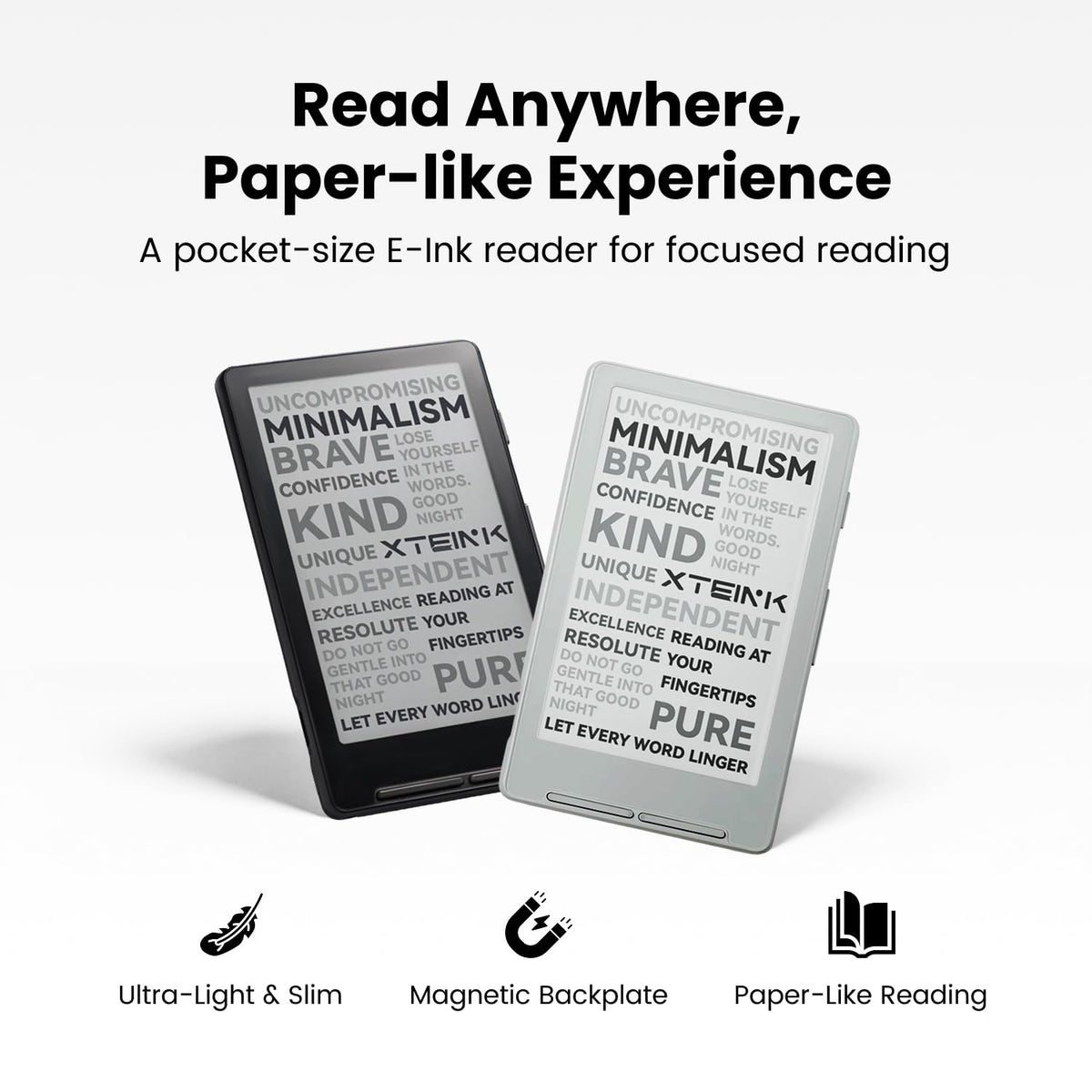 XTEINK X4 E-Book Reader (Developer Edition), 4.3" Pocket E-Ink eReader, Physical Page-Turn Buttons, Ultra-Thin 0.23" & 2.72 oz, Magnetic-Ready Design, Distraction-Free Reading, 16GB, Space Black