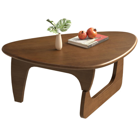Mid Century Modern Coffee Table, Solid Wood Triangle Coffee Table for Living Room, Modern Tea Table for Home, Walnut, 35.4x23.6x16.5