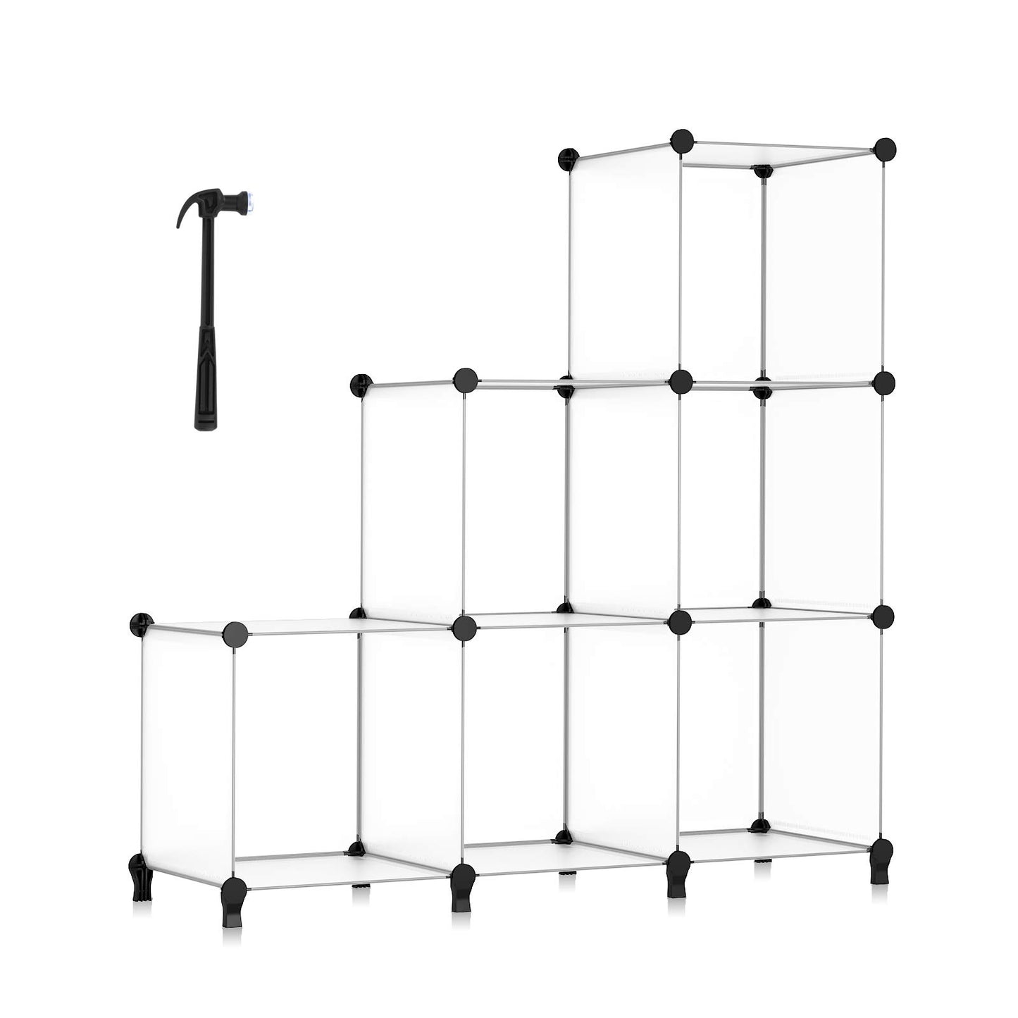 HOMIDEC 6-Cube Storage Organizer, Closet Organizer Storage Shelf Bookcase Bookshelf with Metal Hammer, Storage Cubes Organizer Cabinet for Kids, Closet, Bedroom, Bathroom, (11.8x11.8x11.8 inch)