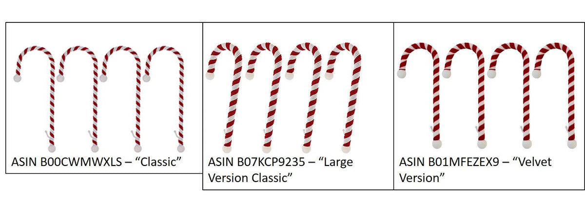 Haute Decor Candy Cane Stocking Holder (Large Classic) - Lightweight Christmas Stocking Hanger for Various Mantel Styles (4-Pack)