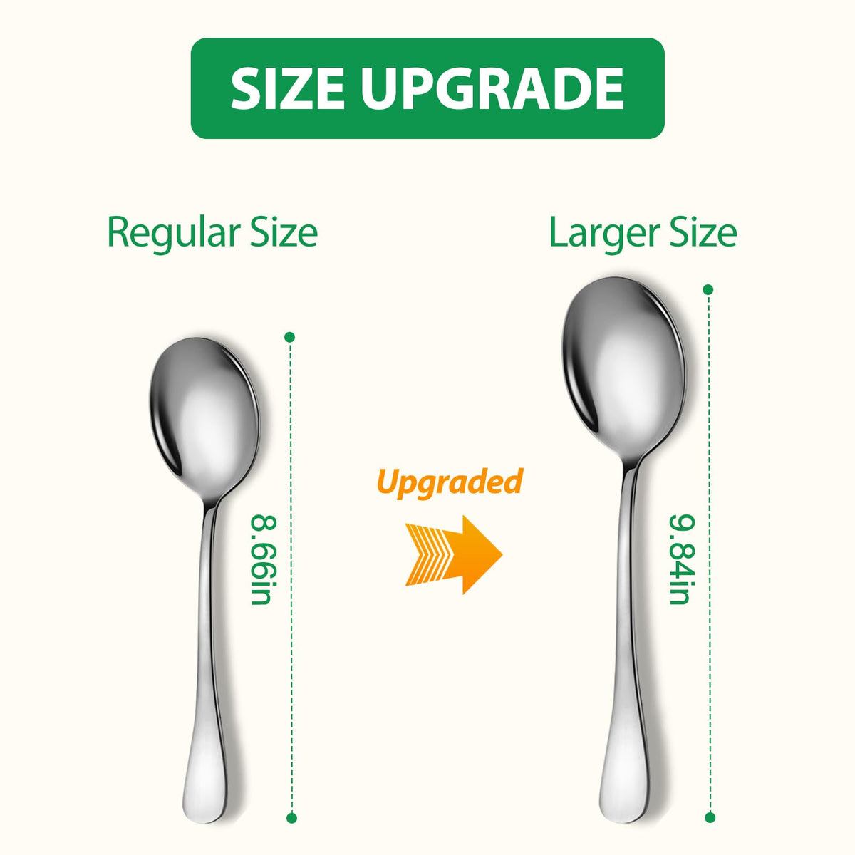 Keyoxy 4 Piece Stainless Steel Serving Spoons Set, 10-Inch, Includes 4 Large Spoons, for Parties/Kitchen/Buffet/Catering, Dishwasher Safe,