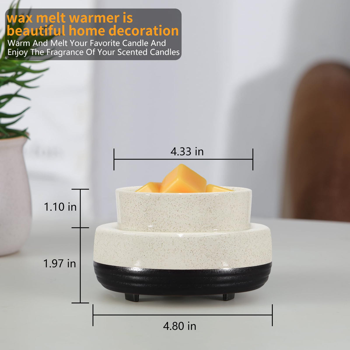 copinpin Wax Melts Warmer, Ceramic Candle Melter Melting Wax 3-in-1 Oil Burner Electric Fits Yankee Large Jar, Scented Candle Holder for Home Decor Gifts for Mom Grandma Women Girls