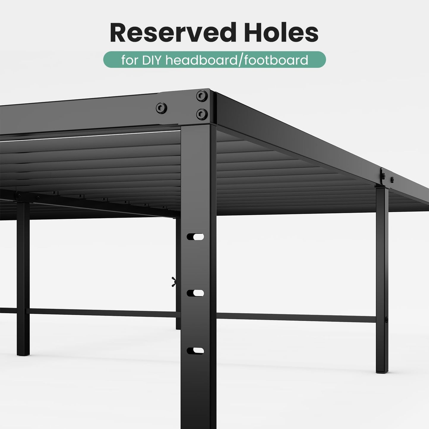 Sweetcrispy Full Size 16 Inch Platform Bed Frame, Heavy Duty Metal Foundation Frame, Noise-Free Sturdy Steel Slats, Underbed Storage, No Box Spring Needed, Quick Setup