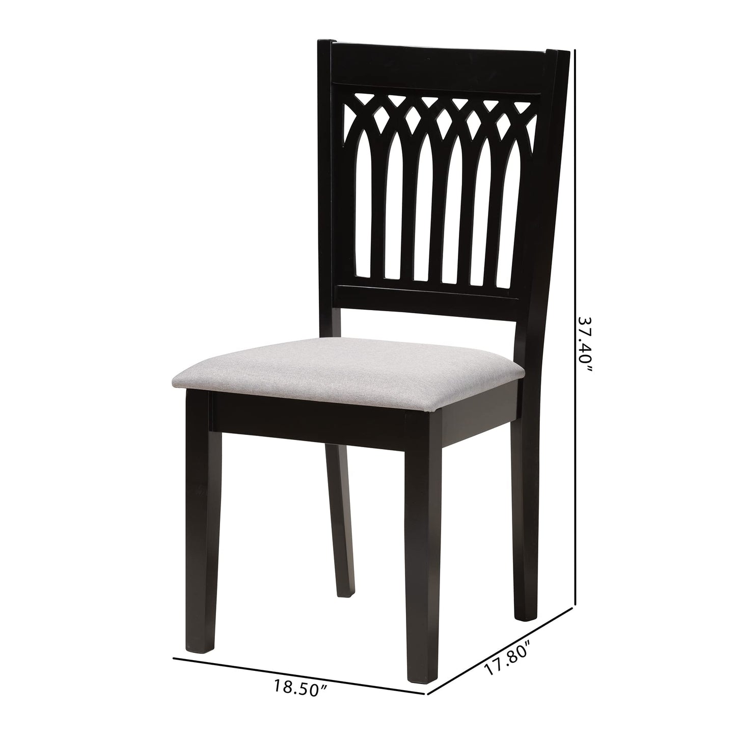 Baxton Studio Genesis Dining Chairs, Set of 2, Grey/Dark Brown