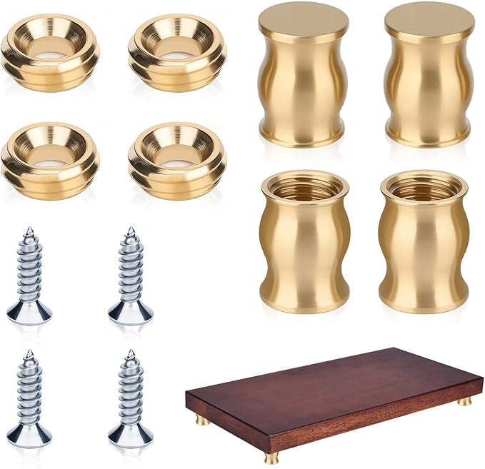 Brass Cutting Board Feet, Including Stainless Steel Screws, Silicone Nonslip