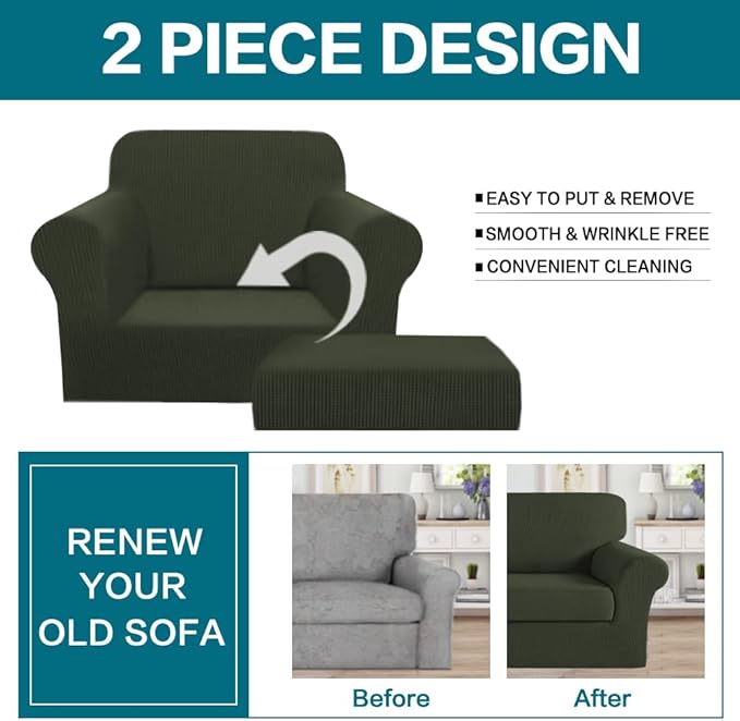 Turquoize 2 Piece Chair Covers Armchair Slipcovers