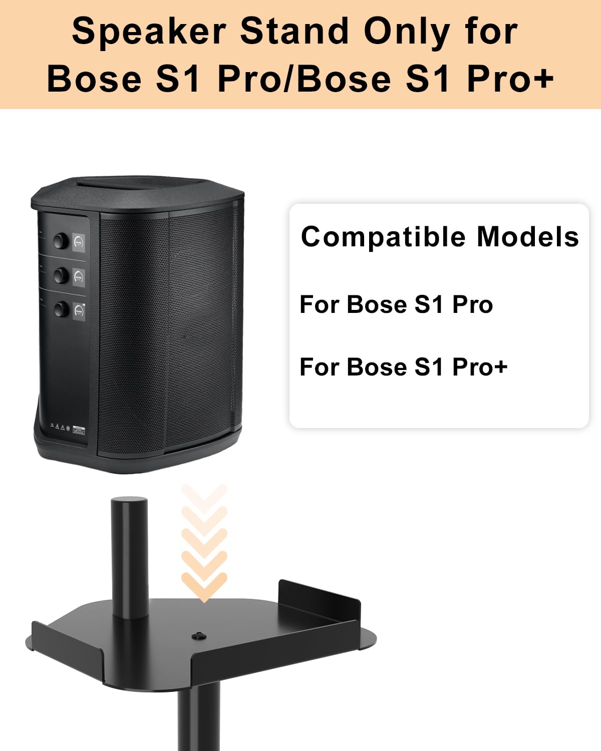 Height Adjustable Speaker Stand for Bose S1 Pro / S1 Pro Plus Floor Stand, Extends 45" to 54", Holds up to 20LBS, Wireless Studio Monitors Heavy Duty Speakers Stands for Bose, Easy to Install, Black