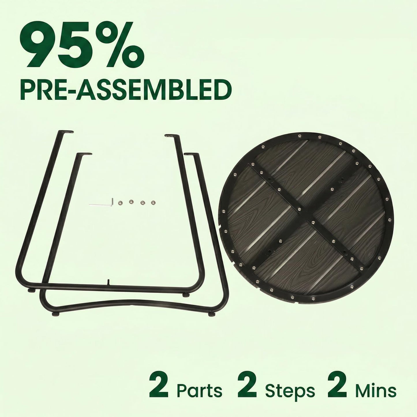 danpinera Outdoor Side Tables, HDPS Patio Table with Metal Legs, 18 Inch Outdoor Small Round Table for Garden, Backyard, Porch, Deck, Balcony, Poolside
