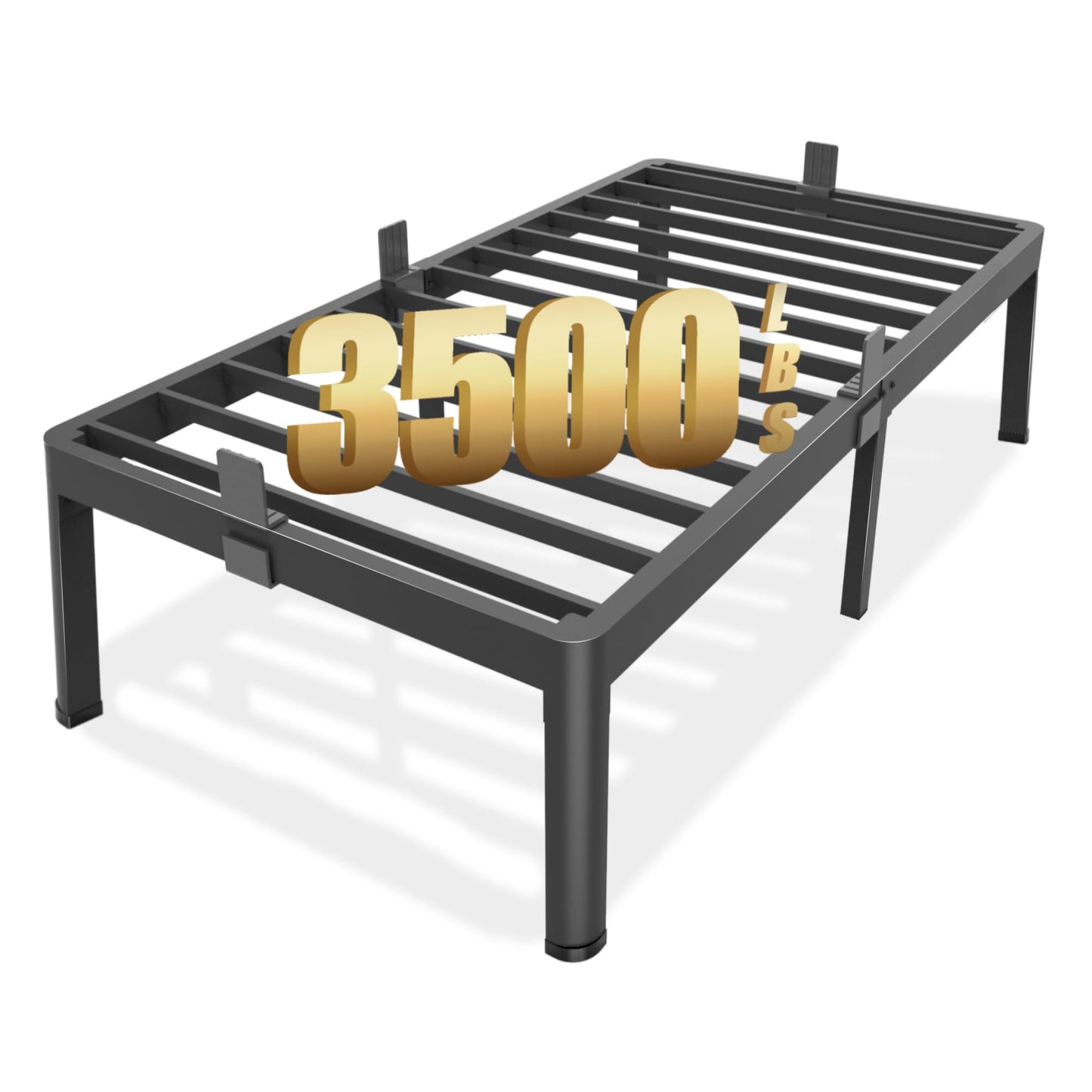 FUIOBYVV Twin Bed Frames with Round Corner Edge Legs 18 inch High 3500 lbs Heavy Duty Metal Platform Bed Frame Twin Size No Box Spring Needed/Non-Slip/Steel Slat Support/Noise Free