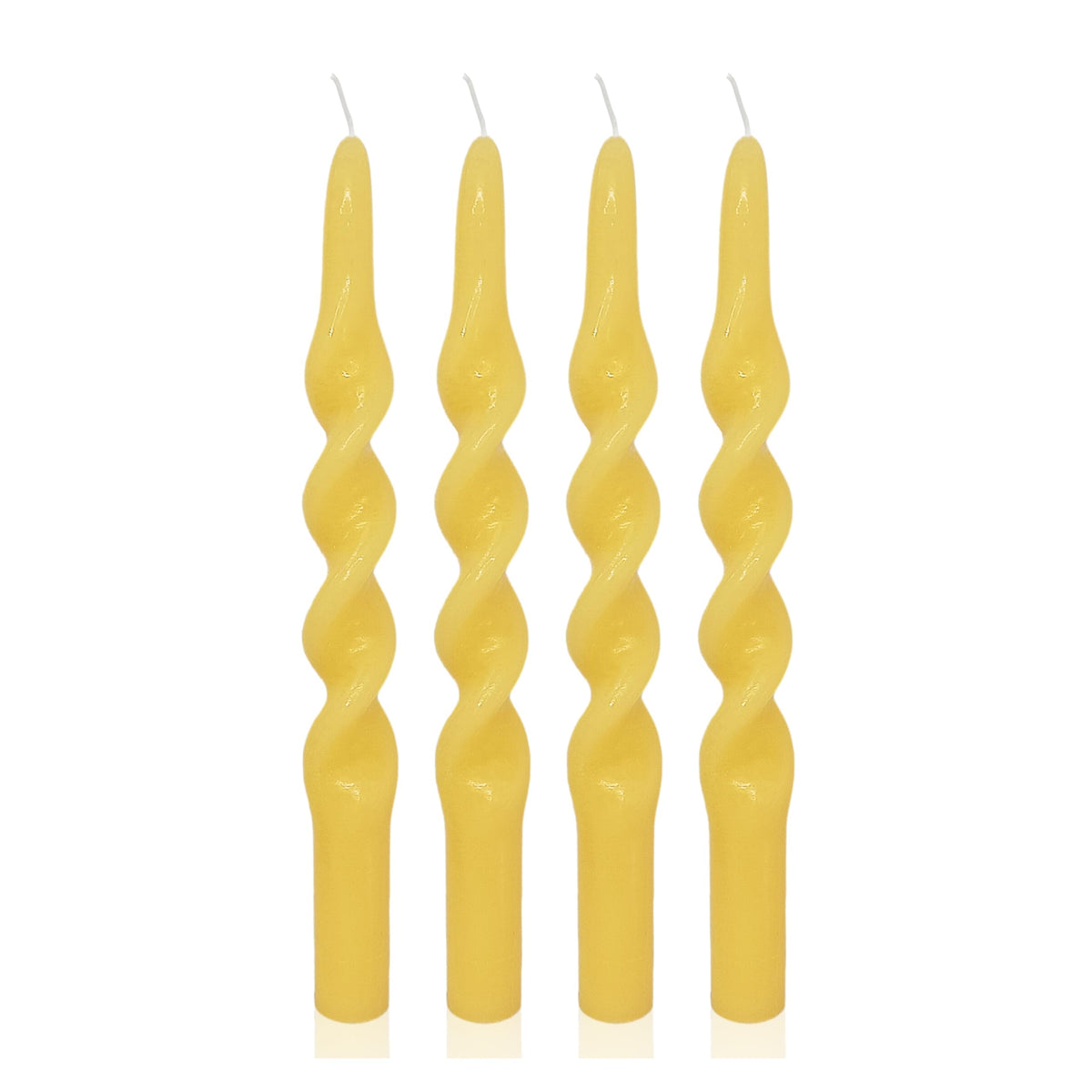 Beeswax Spiral Taper Candles Smokeless Twisted Candle Sticks 4 Pack Yellow Taper Candle Sticks 10 inch Tall Taper Candlesticks for Home Decor Dinner Wedding Emergency