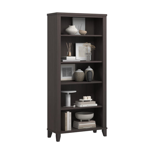 Bush Home Somerset 5 Shelf Bookcase in Storm Gray, Tall Bookshelf, Large Book Shelf for Living Room, Home Office, or Entryway