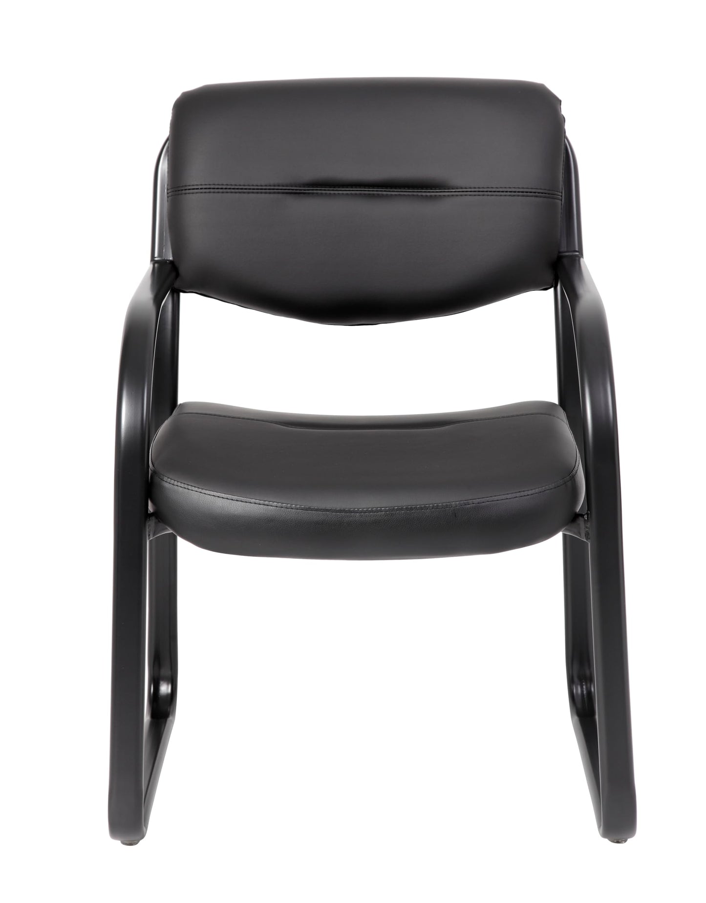 BOSS Office Products Leather Sled Base Side Guest Chair, Black