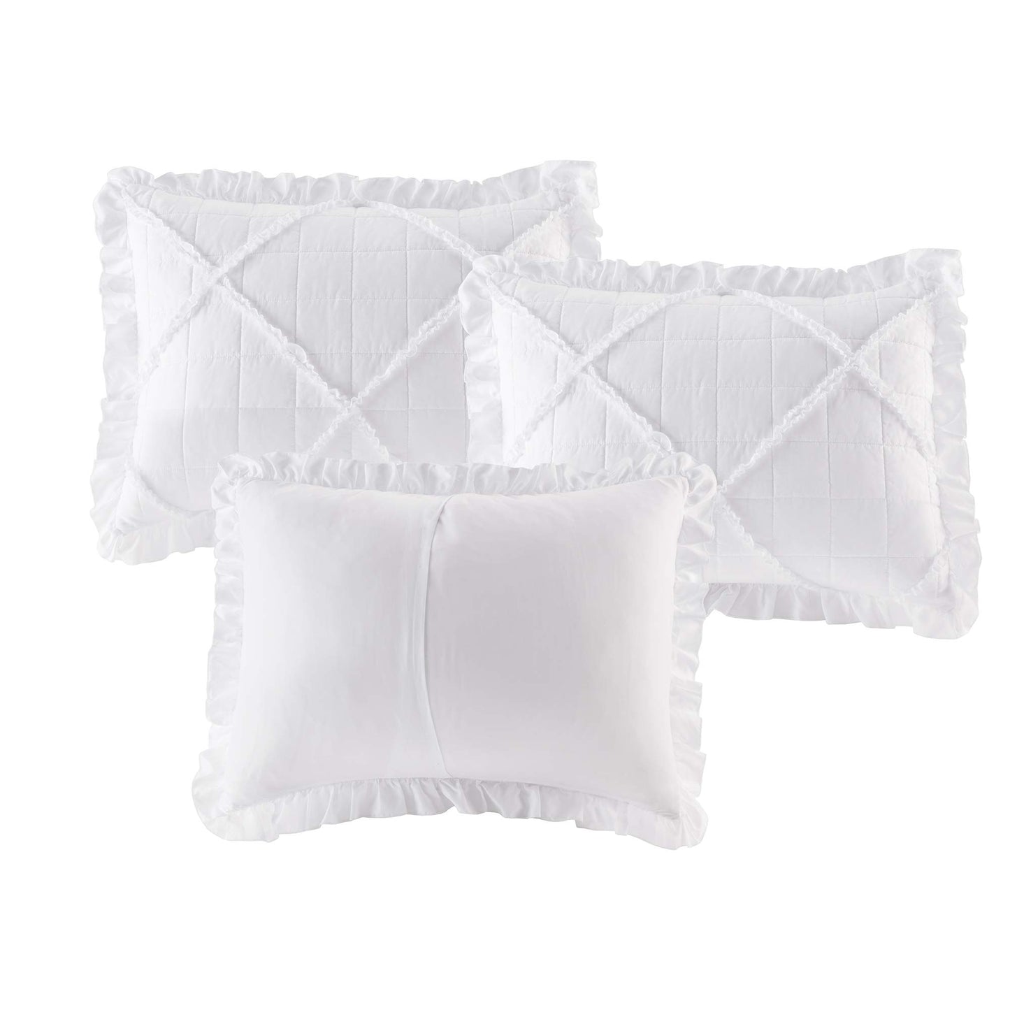 Madison Park Daybed Cover Set - Trendy Design, All Season Luxury Bedding with Bedskirt, Matching Shams, Decorative Pillow, Quilted Diamond Ruffle White 75"x39" 6 Piece