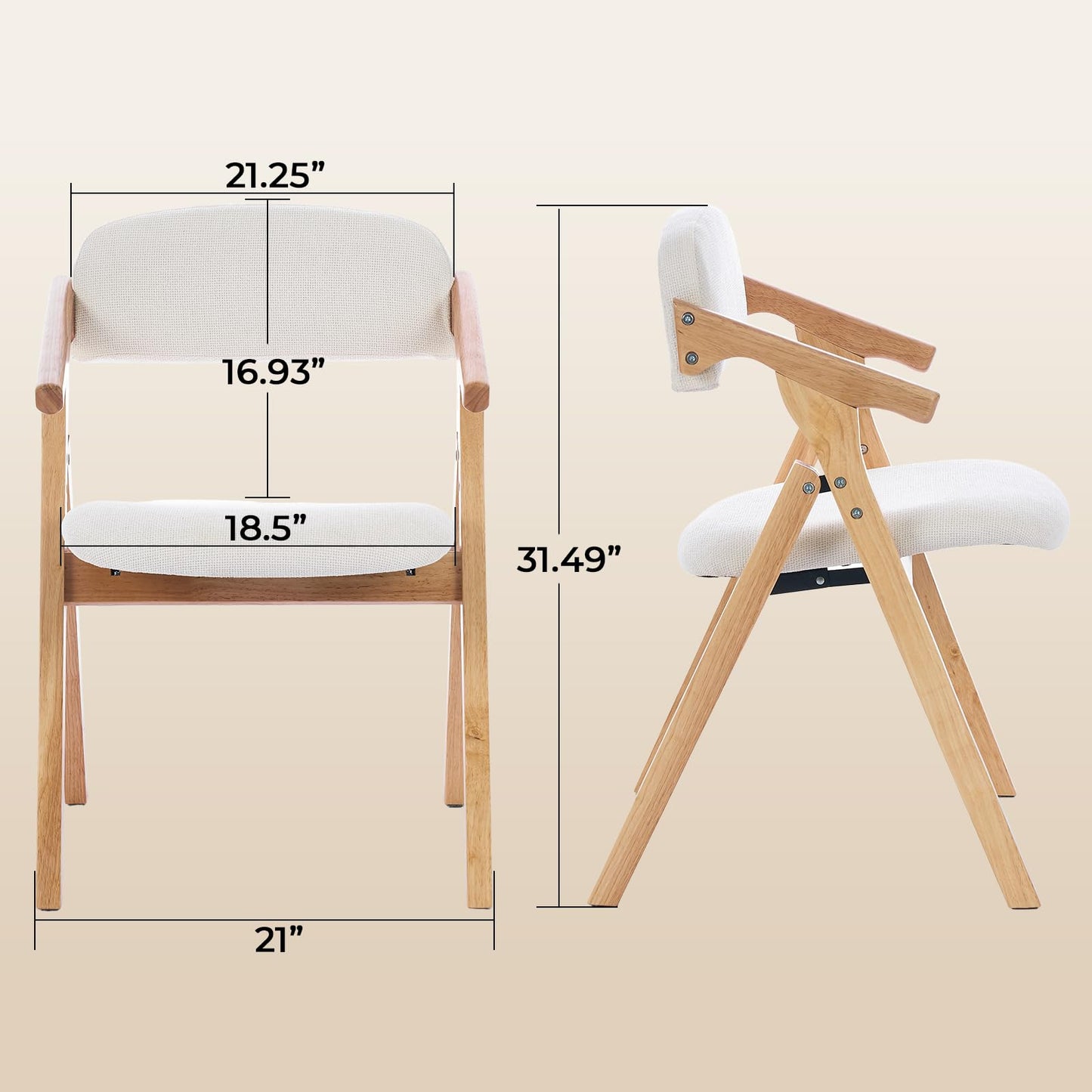SinFurn Grod Folding Chairs with Padded Seats,Wooden Stackable Dining Chair,Easy to Store Foldable Dining Chairs for Kitchen, Living Room, Wedding Party Picnic (White)
